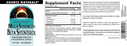 Source Naturals Mega Strength Beta Sitosterol 375mg - 60 Tablets