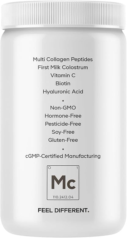 Codeage Multi Collagen Colostrum Powder Platinum - Hydrolyzed Grass-Fed Bovine Collagen Peptides, Grass-Fed Bovine Colostrum Supplement, Vitamin C, Biotin, Hyaluronic Acid, Lactoferrin - 13.4 Oz.