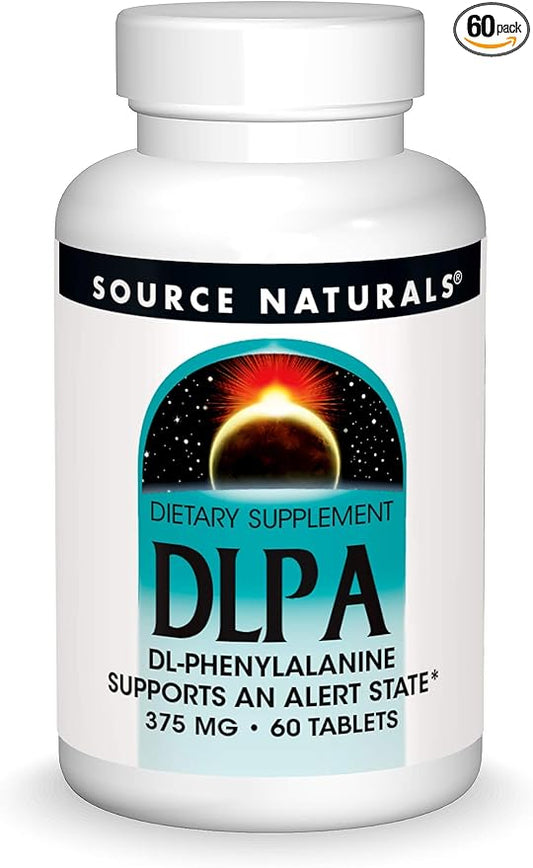 Source Naturals DLPA DL-Phenylalanine 375 mg Supplement That Supports an Alert State - 60 Tablets