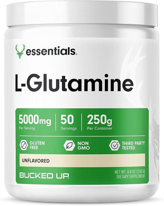 Bucked Up L-Glutamine (5000mg), Essentials (50 Servings, 250 Grams)