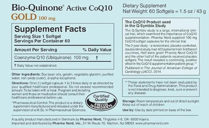 Pharma Nord Bio-Quinone Gold Coenzyme Q10 100mg | The Original CoQ10 | High Absorption, Backed by Research | Essential Antioxidant for Energy, Heart Health and Fertility Support* | 150 Softgels
