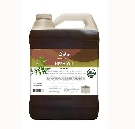 SULU ORGANICS 100% Pure Unrefined Virgin Cold Pressed Neem Oil 1 Gallon (128 FL.OZ)