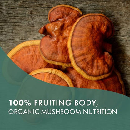 PURE ESSENCE LABS MyPure Reishi Organic Mushrooms Supplement - 100% Real Mushroom Extract for Immune Support, Stress Relief, Build Energy (60 Capsules)