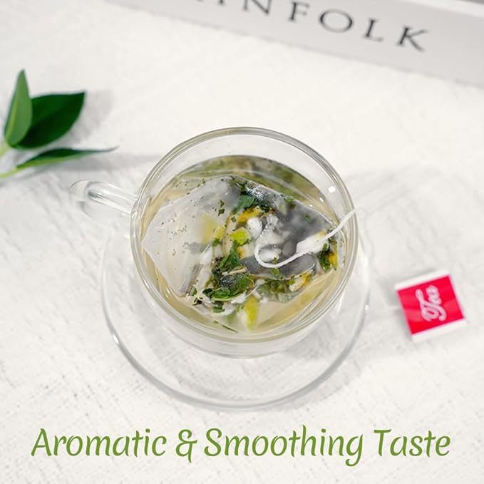 Premium 50 Lemon Peppermint Tea Bags, 100% Natural Lemon & Mint Leaves, No Additives & Caffeine Free.
