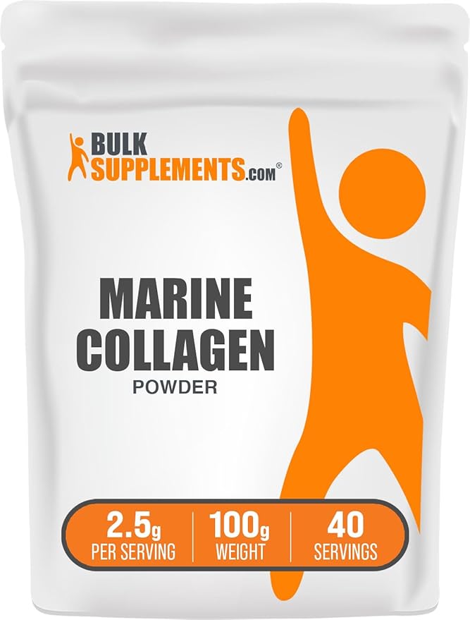BulkSupplements.com Marine Collagen Powder - Marine Collagen Peptides Supplement, for Hair, Skin, & Nails - Hydyrolyzed & Gluten Free, 2.5g per Serving, 100g (3.5 oz) (Pack of 1)
