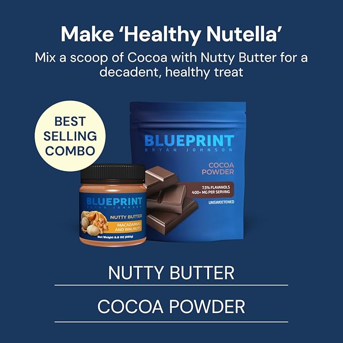 Blueprint Bryan Johnson Nutty Butter – Chunky Macadamia Nut Butter with Walnut – No Palm Oil, No Added Sugar – Just 3 Ingredient Nut Butter– Keto, Vegan, Paleo – Low Carb Nut Butter Snack – 8.8oz Jar