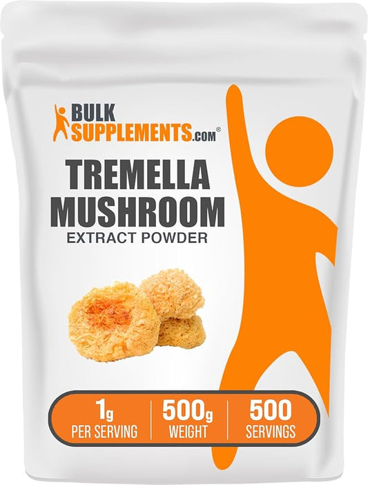 BulkSupplements.com Tremella Mushroom Extract - Tremella Fuciformis Extract, Mushroom Supplement - Vegan & Gluten Free, 1g per Serving, 500g (1.1 lbs) (Pack of 1)