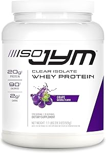 JYM Supplement Science Iso JYM Grape, 90 Calories, 100% Whey Protein Isolate, Zero Fat, Zero Sugars, Mixes Clear, for Women & Men, 20 Servings