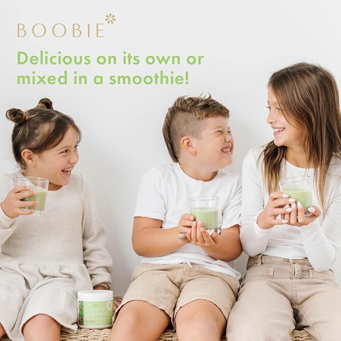 Boobie Mother of All Greens | Your New Family Ritual, Daily Super Greens Powder with 35+ Essential Nutrients for Moms & Families | Vegan, Gluten Free, & Sugar Free | Mango Flavor, 30 svgs