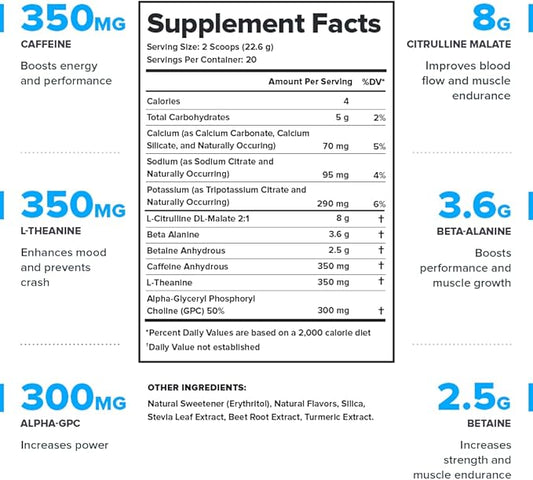 LEGION- All Natural Nitric Oxide Preworkout Drink to Boost Energy, Creatine Free, Naturally Sweetened, Beta Alanine, Citrulline, Alpha GPC (Watermelon)