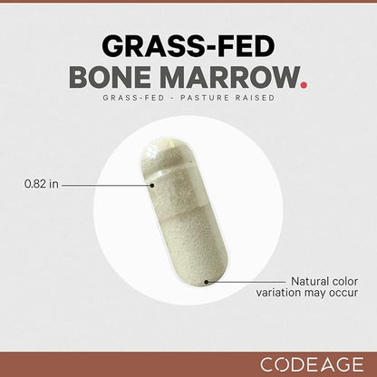 Codeage Grass-Fed Bone Marrow Supplement – Freeze-Dried, Non-Defatted Beef Bone Matrix & Cartilage – 1500mg per Serving, 180 Capsules