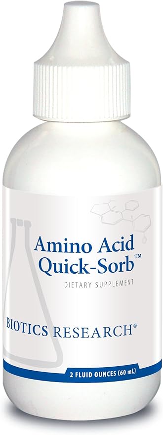 Biotics Research Amino Acid Quick Sorb Liquid Formula, Highly Absorbed, Glycine, L Alanine, L Arginine HCl, L Lysine HCl, L Proline, L Histidine HCl, L Serine, L Threonine, L Valine, 2 Fluid Ounces