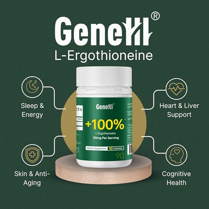 L-Ergothioneine Supplement, 30mg(EGT)/Serving, 6X Ergothioneine Mushroom Extract Supplements Longevity, Immune Support, Heart Health & Brain Supplement, Lab Tested, Made in USA (90 Servings)
