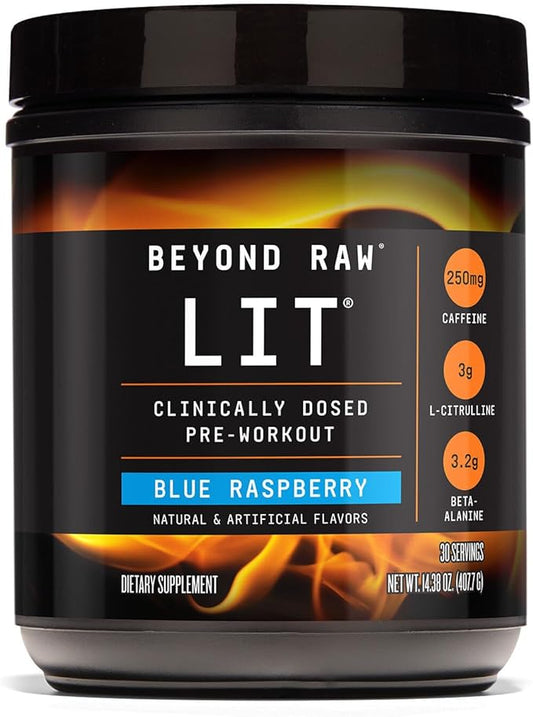 Beyond Raw LIT Pre-Workout - Blue Raspberry (30 Servings)