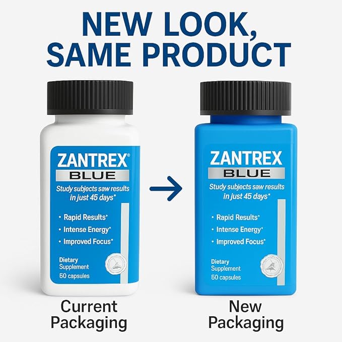Zantrex Blue Energy & Thermogenesis Boost Energy | Weight Management Supplement for Appetite Control, Increased Calorie Burn and Supports GLP-1 Levels | 60 Capsules