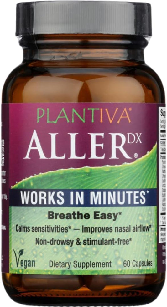 AllerDx Natural Herbal Seasonal Support Supplement - Non-Drowsy, Stimulant Free, Fast-Acting Respiratory Support - 60 Capsules