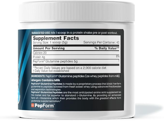 nbpure Performance Glutamine+: PepForm™ Glutamine Peptides – Non-GMO Muscle Recovery & Gut Health – Leaky Gut, Immune Support