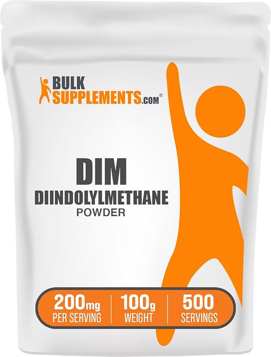 BulkSupplements.com DIM Powder - Diindolylmethane Powder, DIM Supplement for Men & Women - Unflavored & Gluten Free, 200mg per Serving, 100g (3.5 oz) (Pack of 1)