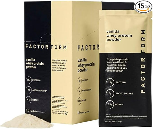 Whey Protein Powder | 100% Whey Isolate | 25g Protein & 6.3g BCAAs | Low Carb & Keto-Friendly | No Added Sugar (15 Packets, Vanilla)