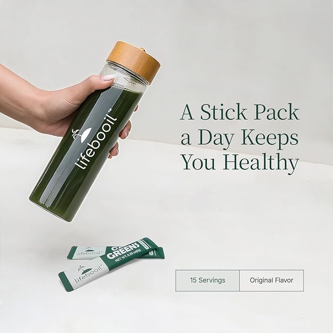 Super Greens Powder Stick Packs with 40+ Superfoods, Red Ginseng & Prebiotics | Gut Health & Energy Booster | 30 Single-Serve Packets