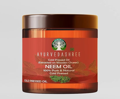 Cold Pressed Neem Oil 100 ML, 3.38 fl oz. | Extracted on Wooden Churner with Traditional Method to Sustain maximum nutrition, Cold-Pressed, 100% Pure & Natural