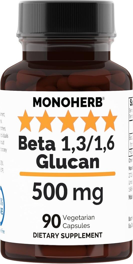 Beta 1,3/1,6 Glucan 500 mg per Capsule - 90 Veg Capsules - 90 Servings