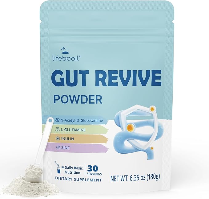 Leaky Gut Powder with L-Glutamine, Prebiotic, Licorice, Slippery Elm Bark for Gut Health & Digestive Health, Super Gut Powder Unflavoured - (30 Servings, 6.30 Oz)