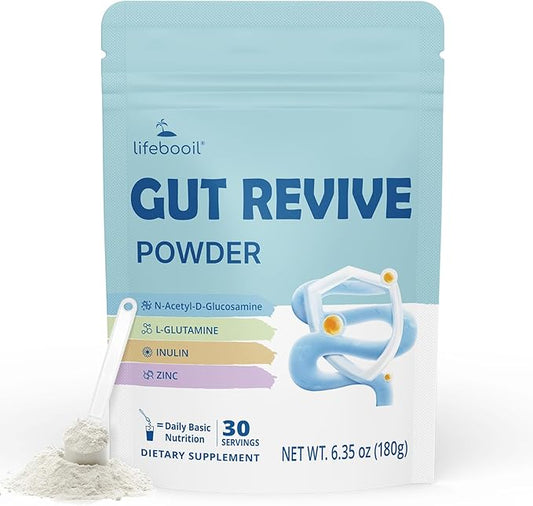 Leaky Gut Powder with L-Glutamine, Prebiotic, Licorice, Slippery Elm Bark for Gut Health & Digestive Health, Super Gut Powder Unflavoured - (30 Servings, 6.30 Oz)