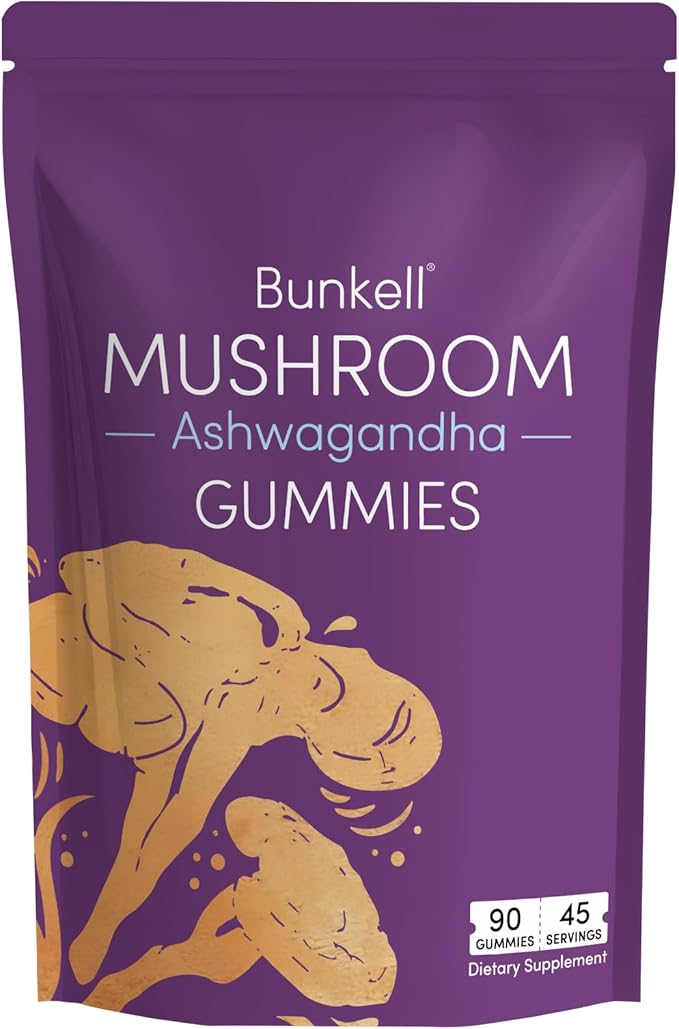 Ashwagandha Mushroom Gummies, Adaptogenic 7 Mushrooms Mix w/ashwagandha - Lion's Mane, Reishi, Chaga & Maitake - Ashwagandha Gummies for Energy, Cognitive & Immune Support, 90 Count