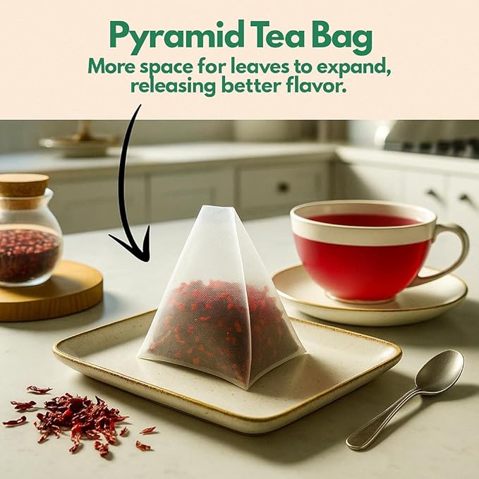 Tozzy Organic Hibiscus Tea - 30 Count | Pyramid Tea Bags (Plant-Based & Eco-conscious) | Pure Ingredients