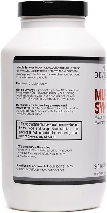 Beverly International Muscle Synergy 240 TABS (15 Servings) Clinically Dosed Ingredients - HMB, L-Arginine, L-Citrulline, Creatine Monohydrate, L-Ornithine. Bigger-Stronger-Lasting Pumps.