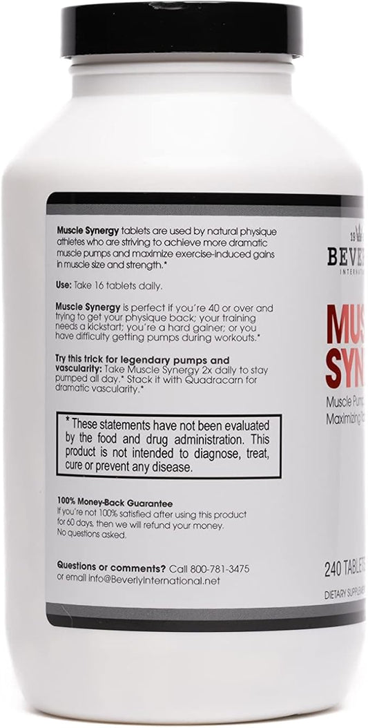Beverly International Muscle Synergy 240 TABS (15 Servings) Clinically Dosed Ingredients - HMB, L-Arginine, L-Citrulline, Creatine Monohydrate, L-Ornithine. Bigger-Stronger-Lasting Pumps.