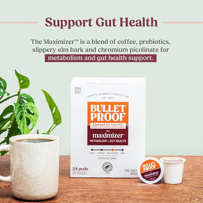 Bulletproof The Maximizer Single-Serve Coffee Pods, 24 Count, Clean Coffee with Prebiotics for Metabolism and Gut Health Support, Packaging May Vary