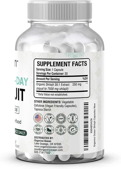 Wild Sea Moss Capsules and One-per-Day Shilajit for Men and Women - 100% Irish Sea Moss and Pure Shilajit Capsules - Thyroid Support for Women and Men