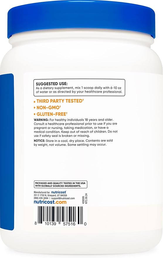 Nutricost Calcium Citrate Powder (500 Grams) (Unflavored) - Pure Calcium Citrate, No Fillers, Gluten Free (1.1lbs)