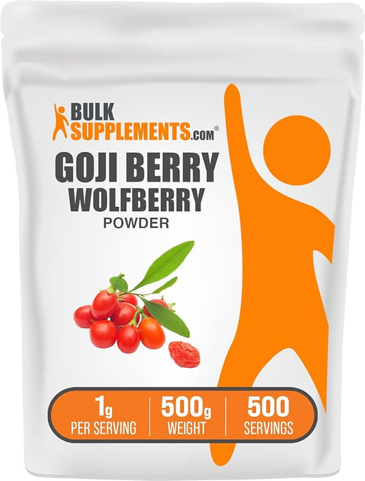 BulkSupplements.com Goji Berry Powder - Goji Berries Supplement, Wolfberry Powder - Vegan & Gluten Free, 1g per Serving, 500g (1.1 lbs) (Pack of 1)