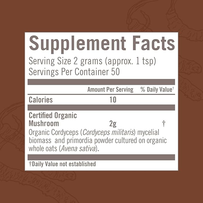 OM MUSHROOM SUPERFOOD Cordyceps Organic Mushroom Powder, 3.5 Ounce, 50 Servings, Energy, Power, Stamina and Endurance Support, Superfood Supplement for Sports Performance