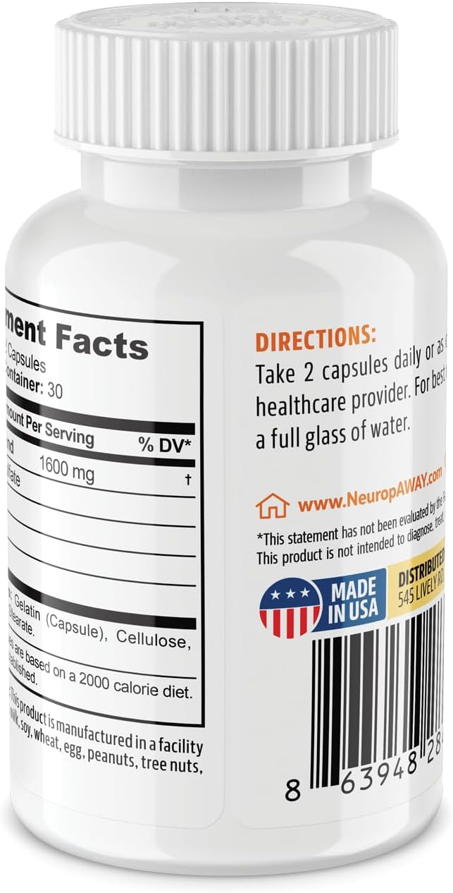 NeuropAWAY Kidney Support Supplement with Agmatine Sulfate, L-Novaline, L-Ornithine, L-Citrulline Provides Fast, Powerful Kidney Support, 60CT