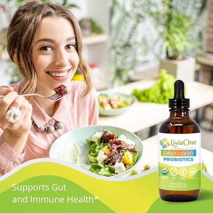 Daily Liquid Probiotics, USDA-Certified Organic Probiotics, Allergen- and Gluten-Free Vegan Probiotic for Women and Men, Non-GMO and Raw, 2 Fl Oz (Pack of 1)