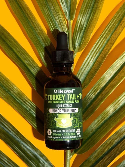 Life Cykel - Turkey Tail Mushroom Liquid Extract with Kakadu Plum - Immune Support & Digestive Health Prebiotic Supplement - Vegan, Non-GMO and Gluten Free - 4 Fl Oz