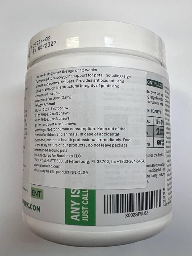 Bark&Spark Glucosamine Chondroitin Dog Hip & Joint Supplement - Joint Pain Relief - Hip & Joint Chews - Joint Support Large Small Breed - Senior Doggie Vitamin Pill Joint Health (180 Treats - Chicken)