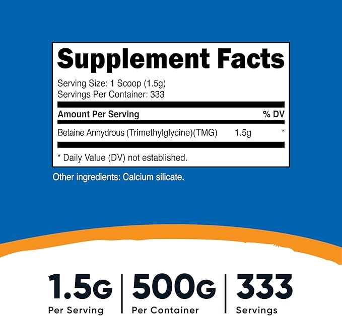 Nutricost Betaine Anhydrous Trimethylglycine (TMG) Powder 500G (3 Bottles)