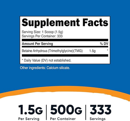 Nutricost Betaine Anhydrous Trimethylglycine (TMG) Powder 500G (3 Bottles)