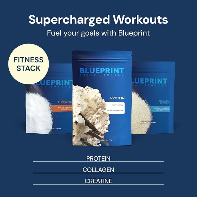 Blueprint by Bryan Johnson Vegan Protein Meal Replacement – Plant Based Hemp Protein with 27g Protein Per Serving – Low Calorie, Flavored Protein for Women & Men – Dairy Free – 15 Servings - Vanilla