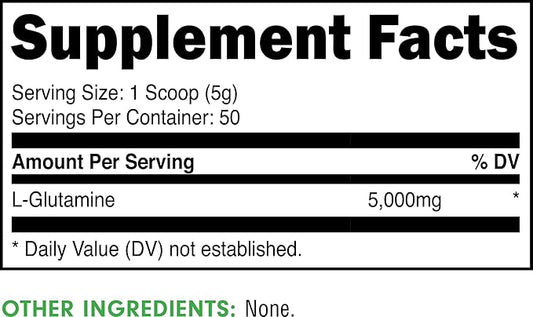 Bucked Up L-Glutamine (5000mg), Essentials (50 Servings, 250 Grams)