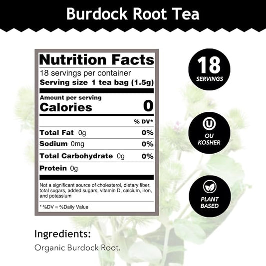 Buddha Teas - Burdock Root - Organic Herbal Tea - For Health & Wellbeing - With Antioxidants, Minerals & Vitamin C - Caffeine Free - 100% Kosher & Non-GMO - 18 Tea Bags (Pack of 1)