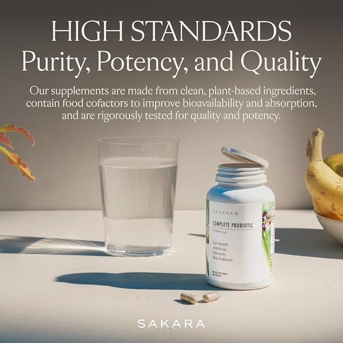 SAKARA Complete Probiotic, 180 Capsules - Probiotics for Women Digestive Health, Gut Health Pre and Probiotics for Women, Prebiotics and Probiotics
