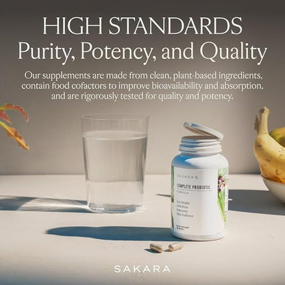SAKARA Complete Probiotic, 180 Capsules - Probiotics for Women Digestive Health, Gut Health Pre and Probiotics for Women, Prebiotics and Probiotics