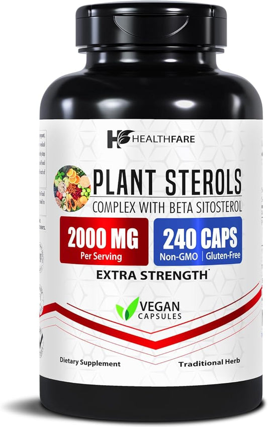 Plant Sterols Capsules 2000mg | 240 Vegan Capsules | Beta Sitosterol & Phytosterol Complex | Plant-Based Supplement | Non-GMO & Gluten-Free | Made in The USA