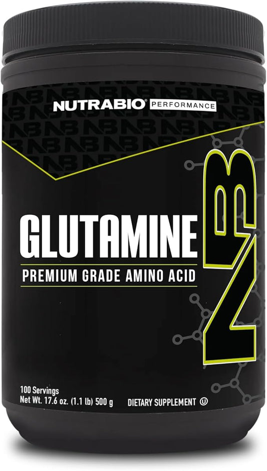 NutraBio Pure L-Glutamine Powder, 100 Servings L-Glutamine Supplement, Amino Acid, Pure Grade, Glutamina, Absolutely no Additives, Fillers or Excipients, Muscle Recovery Supplement - (500 Grams)